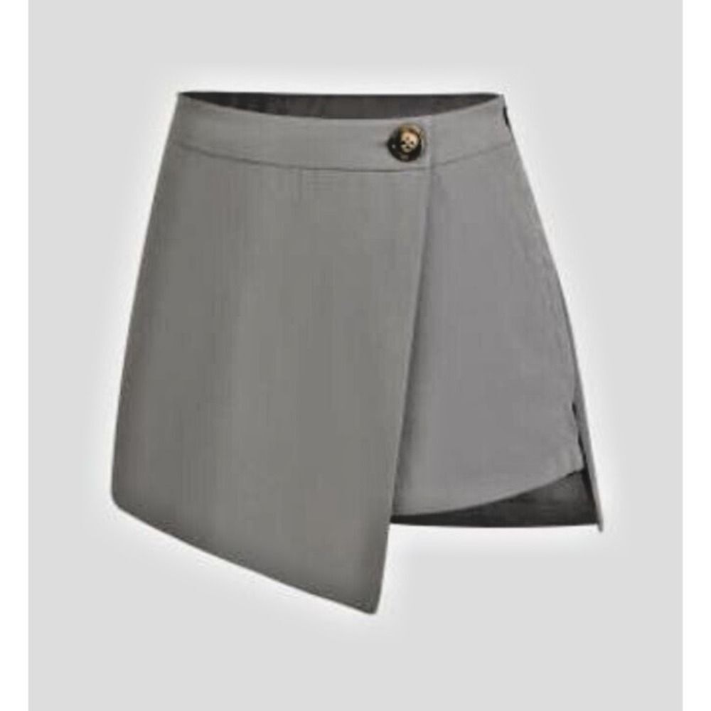 Cider Mini Skort XL Solid High Waist Button Gray Golf Tennis Preppy Activewear